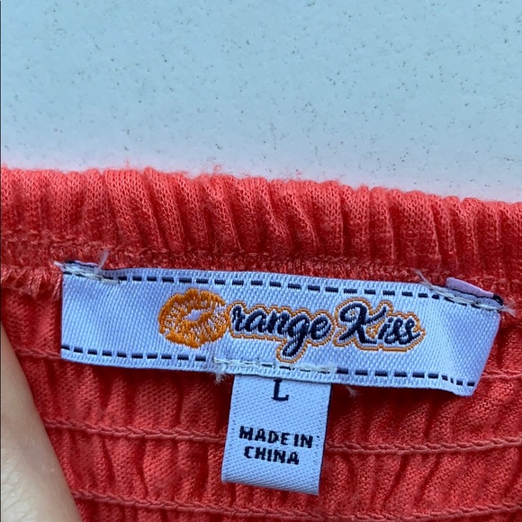 ORANGE KISS Smocked Ruffle Off Shoulder Top - Picture 6 of 11